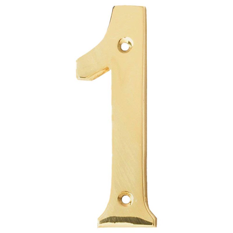A10SHOP Motif 4-Inch Solid Brass Lacquered Polished Outdoor Decor Mailbox Numbers House Numbers For Outside House Numbers Address Sign For Door (Number 1) - Image 1